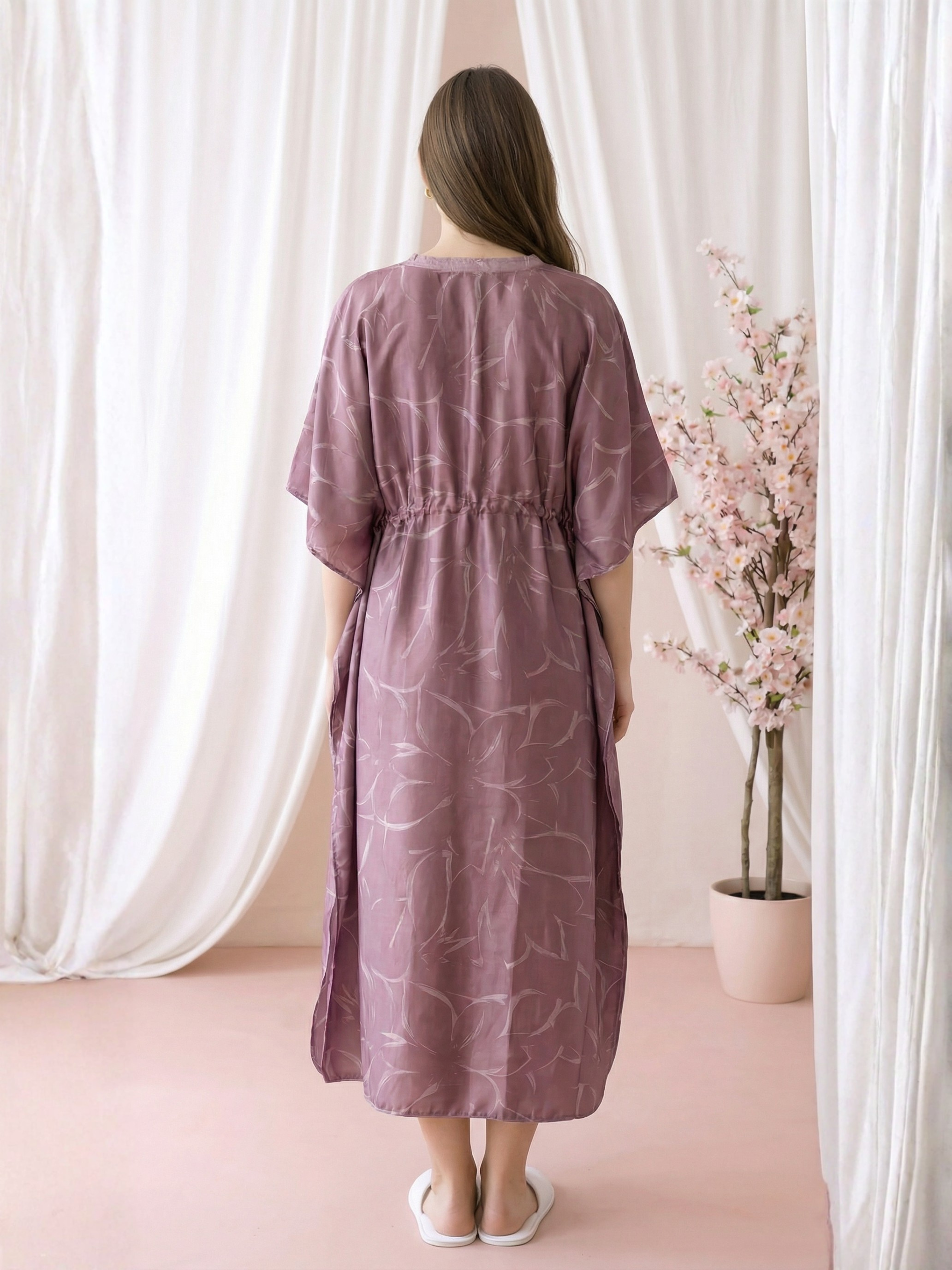 Mauve Satin Kaftan