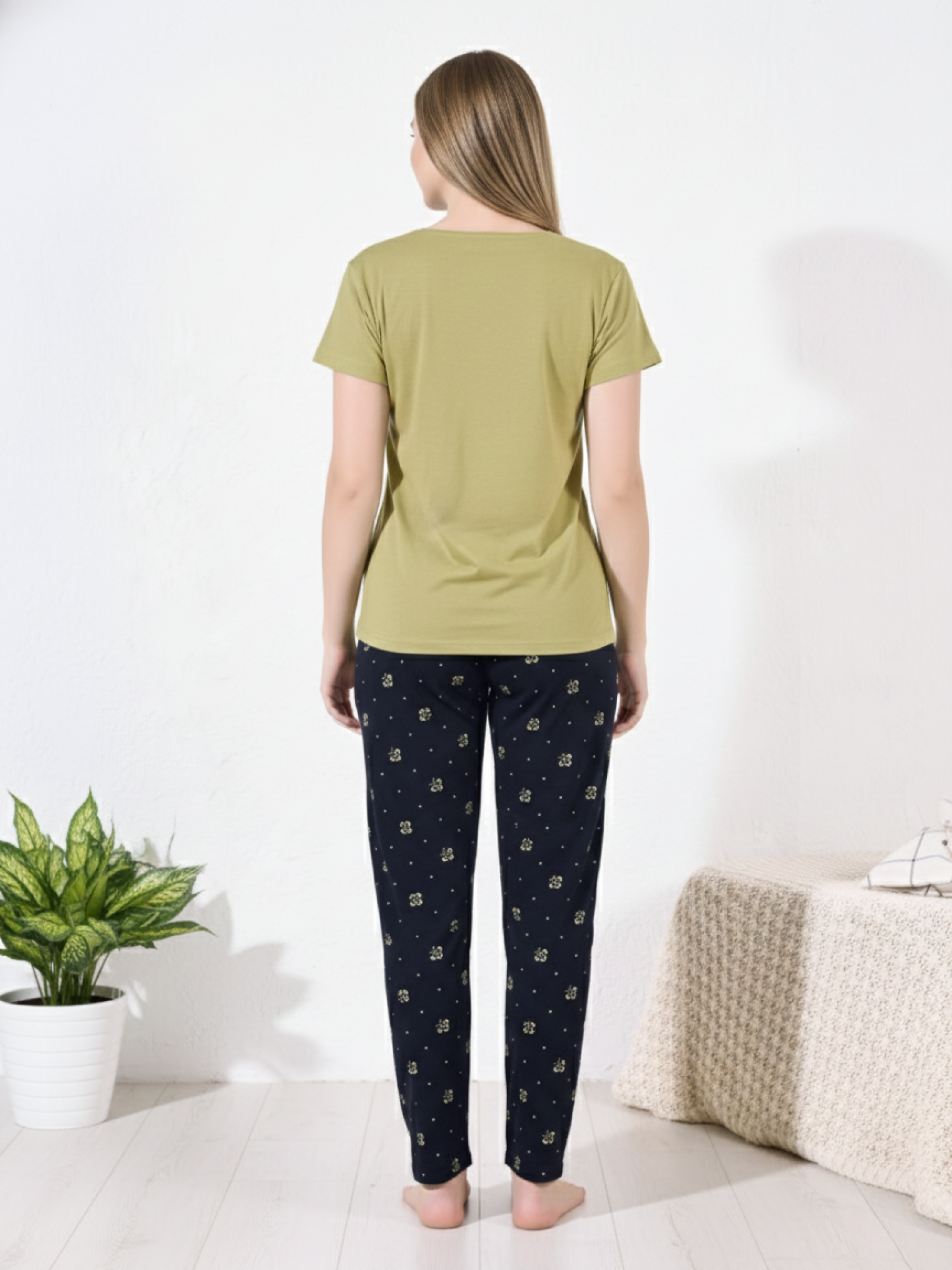 Olive Green Hosiery Nightsuit