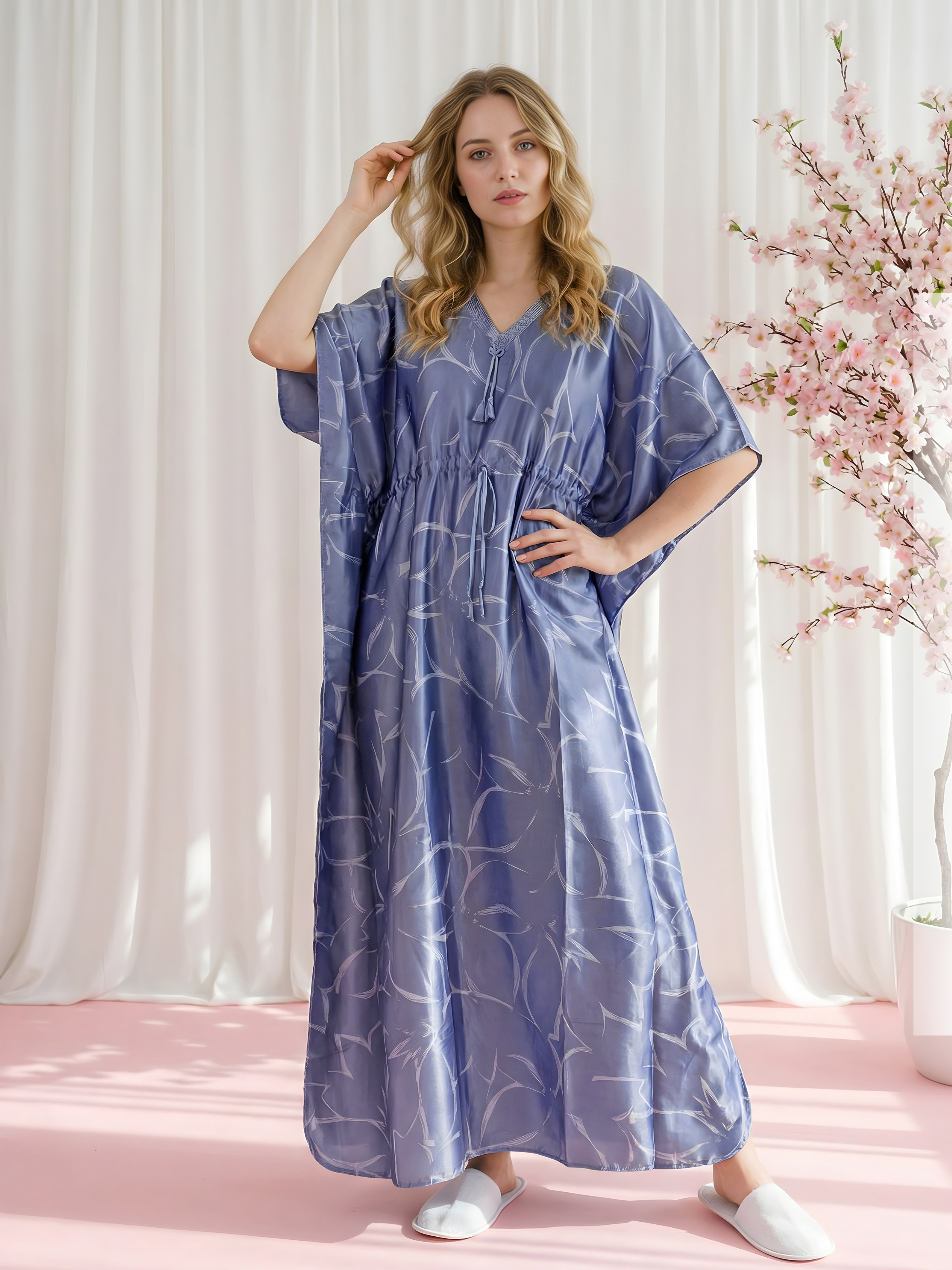Blue Mist Satin Kaftan