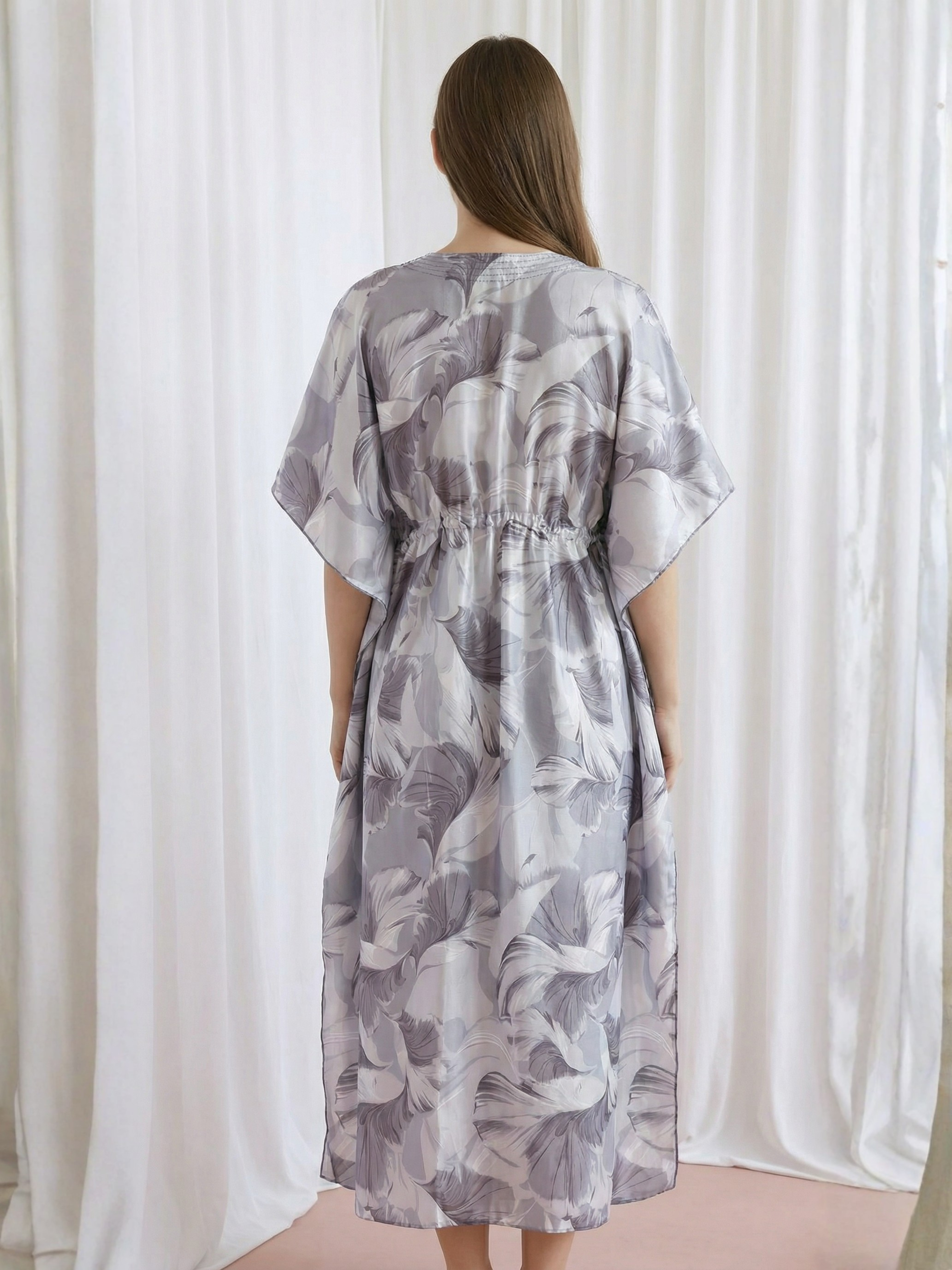 Silver Shadow Feather Womens Kaftan