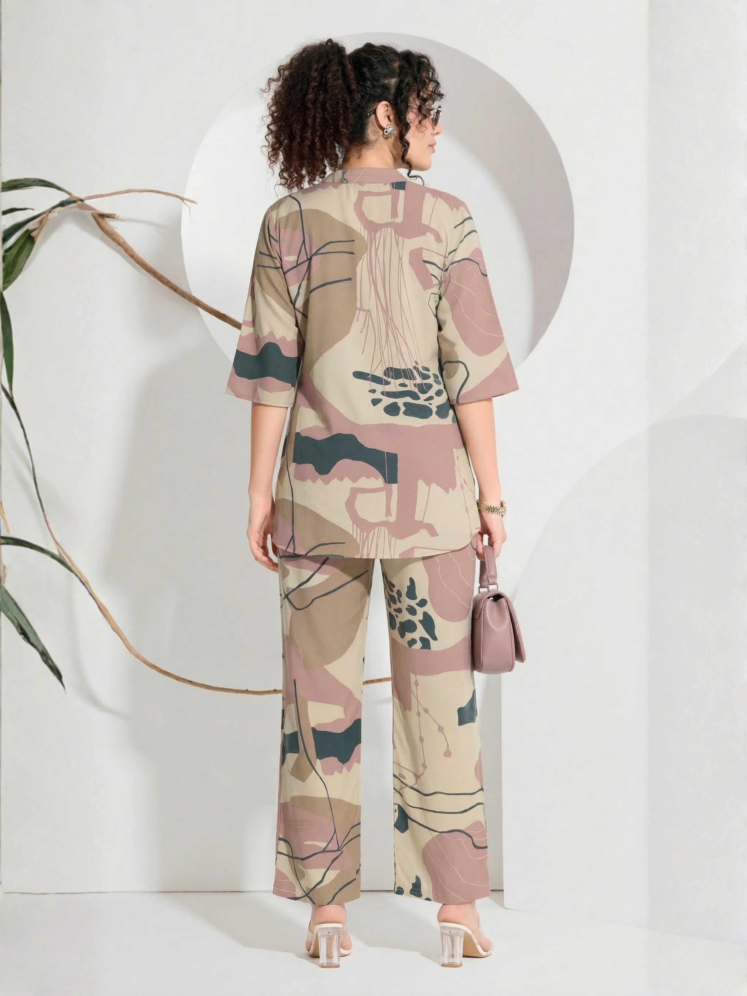 Beige Pink Plus Size Co-ord Set