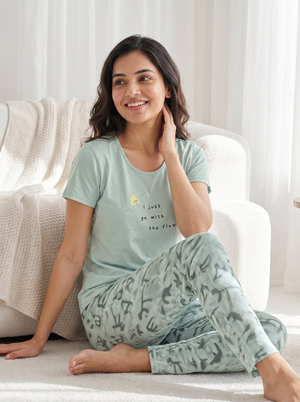 Women's Go With The Flow Hosiery Night Suit - Sage