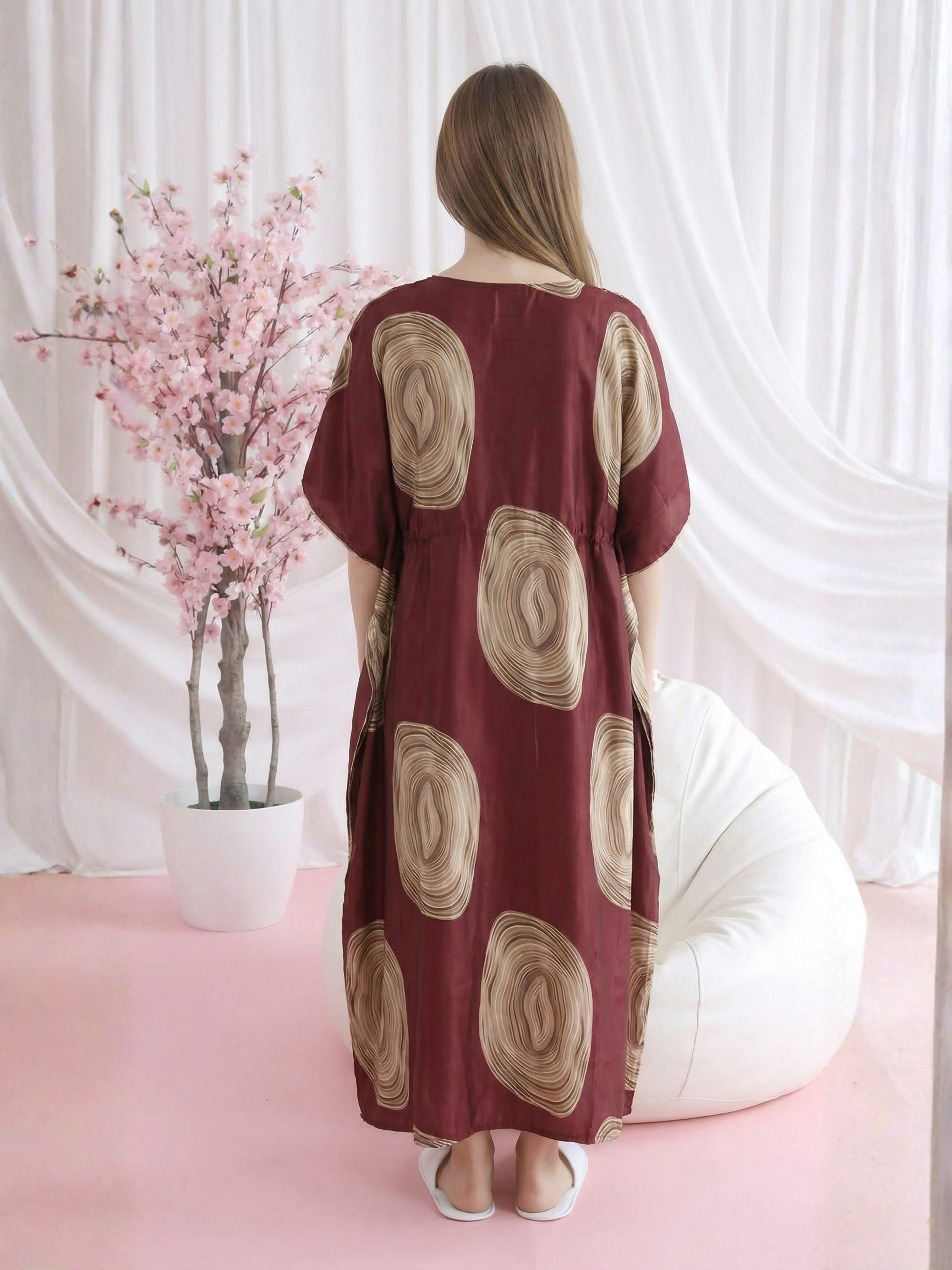 Maroon Geo Bloom Kaftan