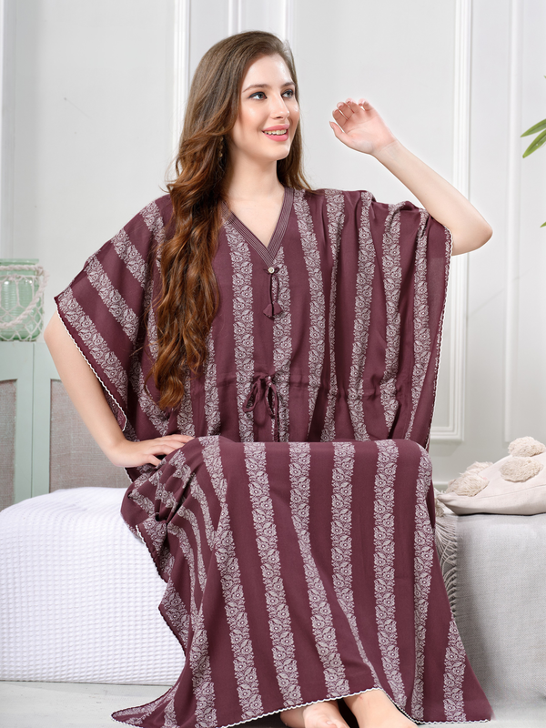 Wine Stripe Rayon Kaftan