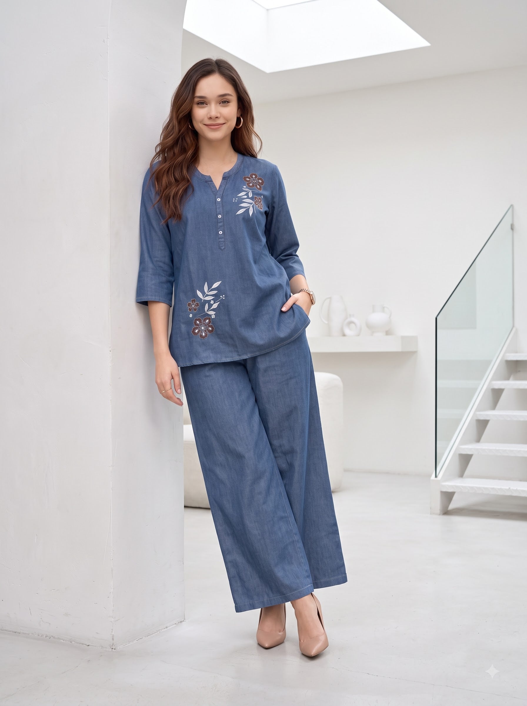 Denim Printed Co-ord Set