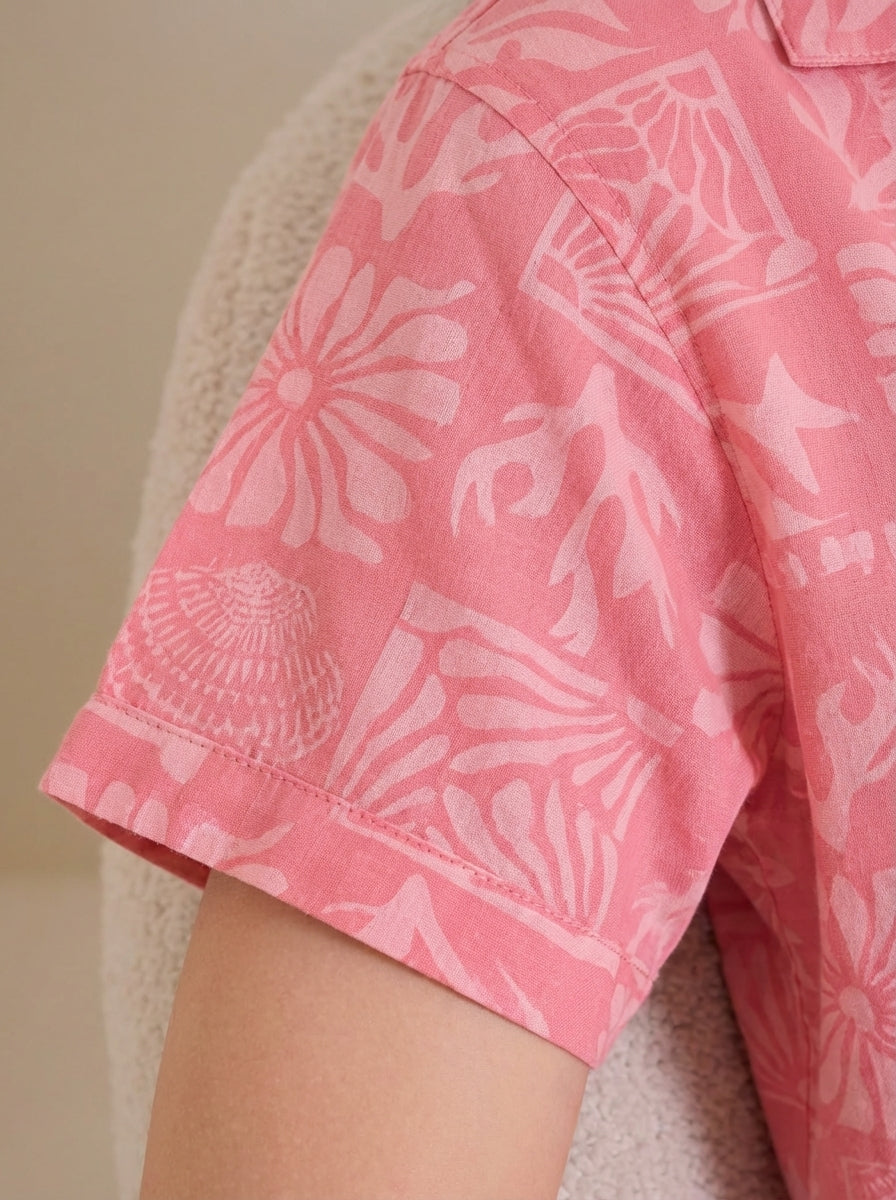 Coral Bloom Collared Hosiery Nightsuit