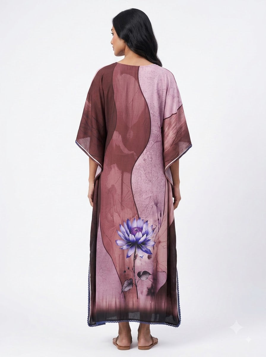 Rayon Violet Bloom Kaftan