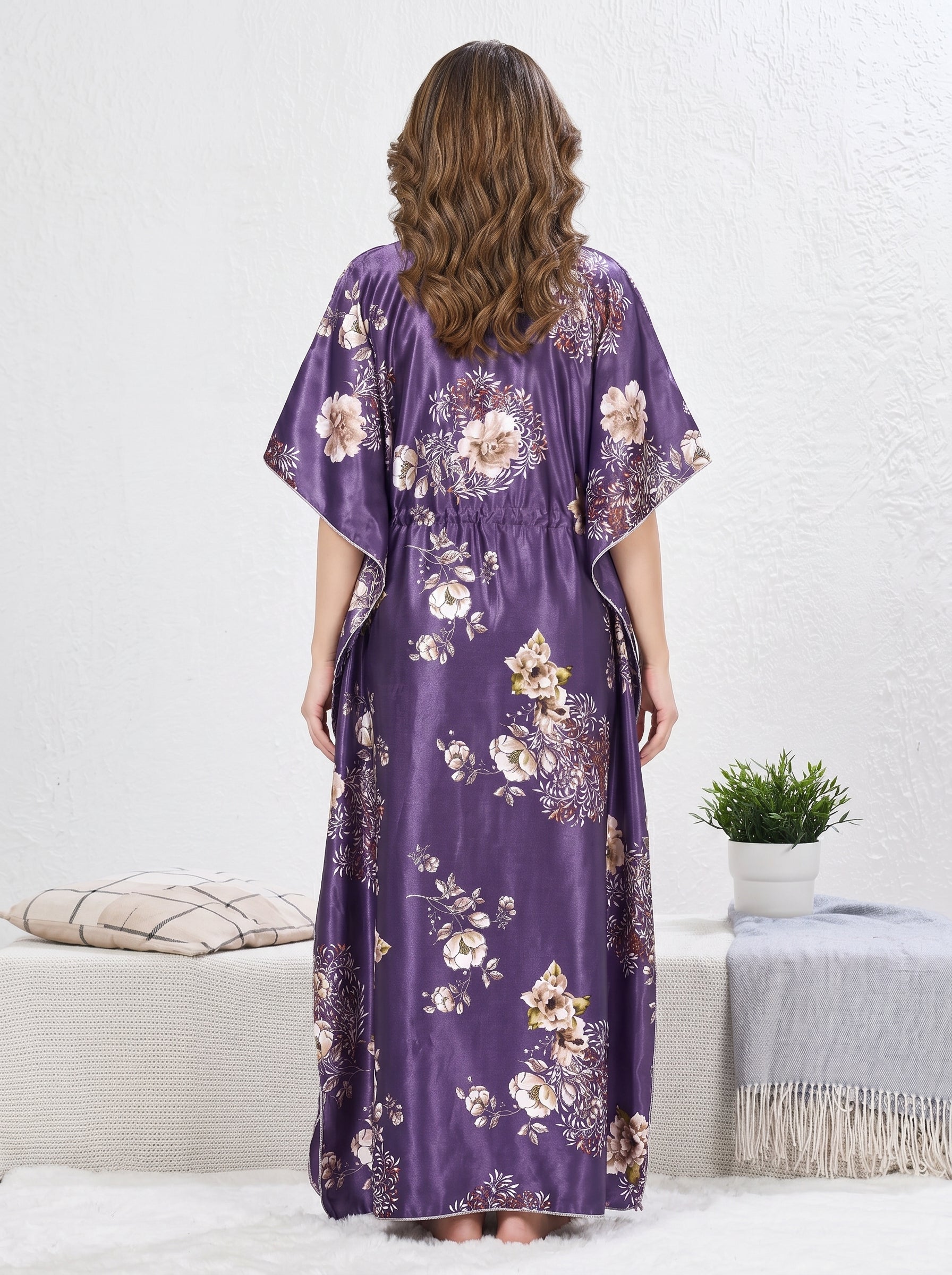 Lavender Bloom Satin Kaftan
