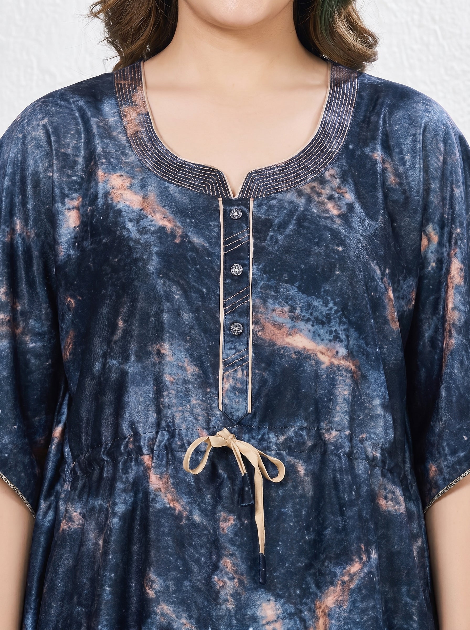 Midnight Galaxy Satin Kaftan Nighty
