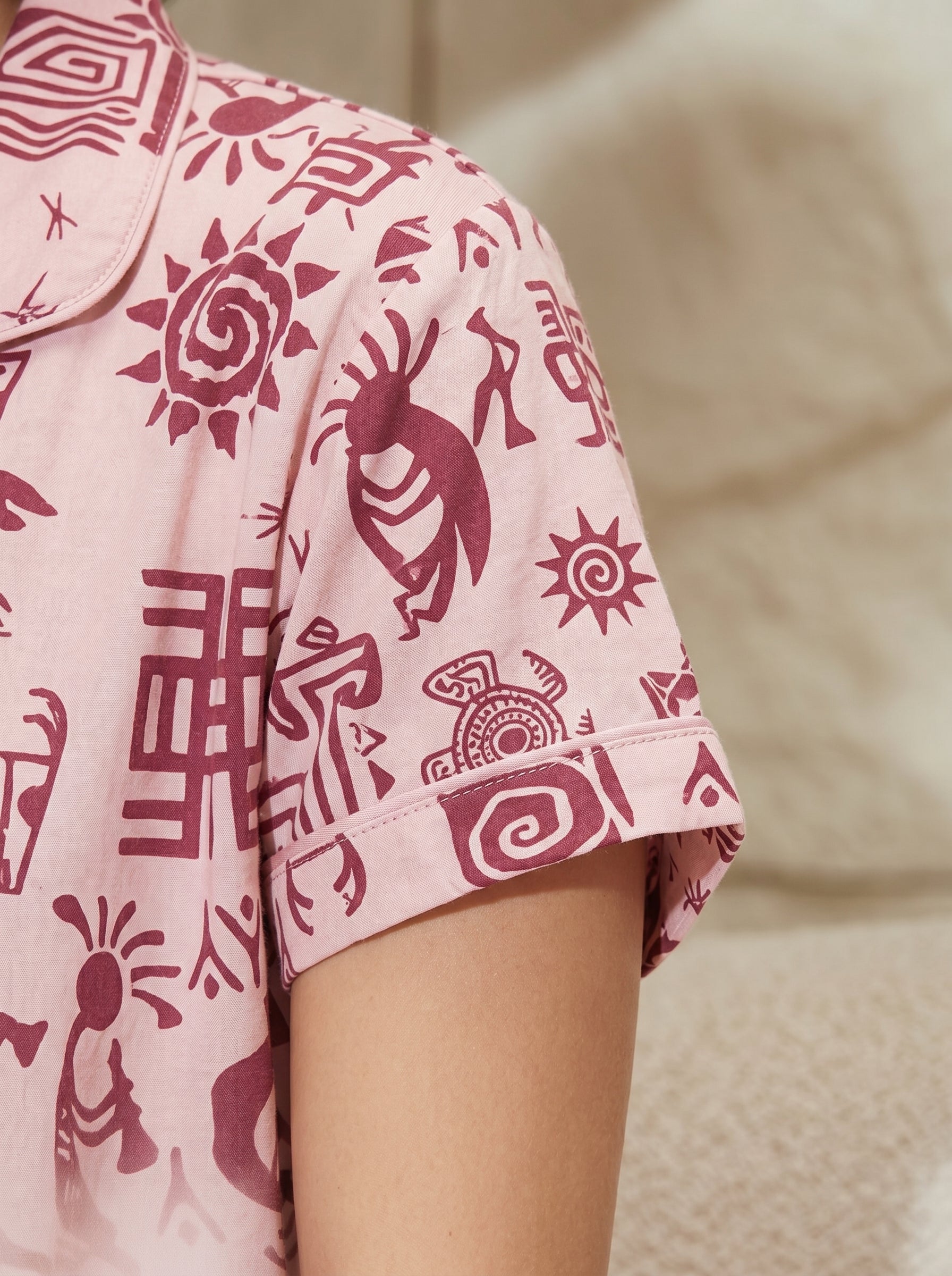 Boho Tribal Collared Night Suit
