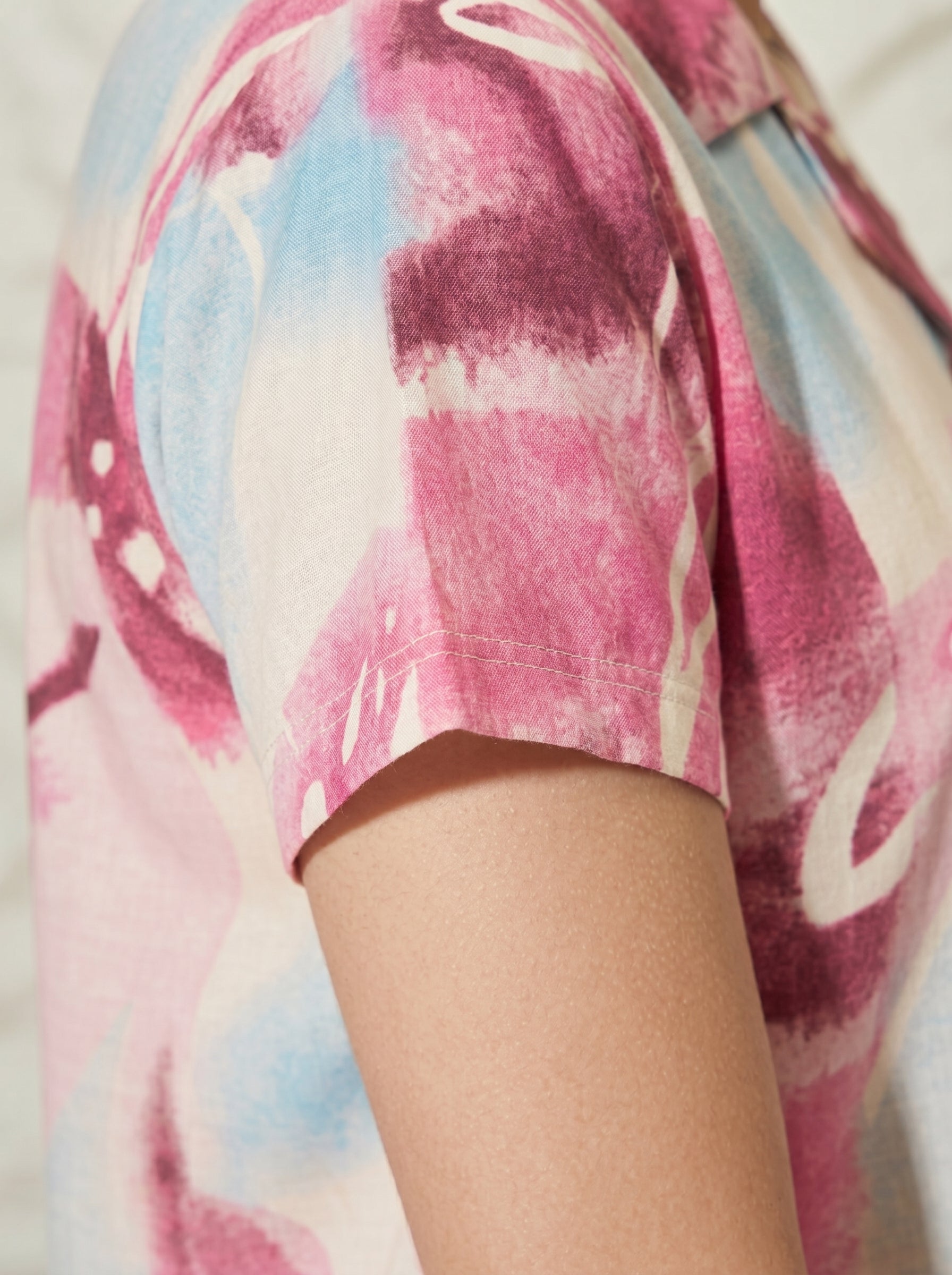 Pink Tie-Dye Collared Night Suit