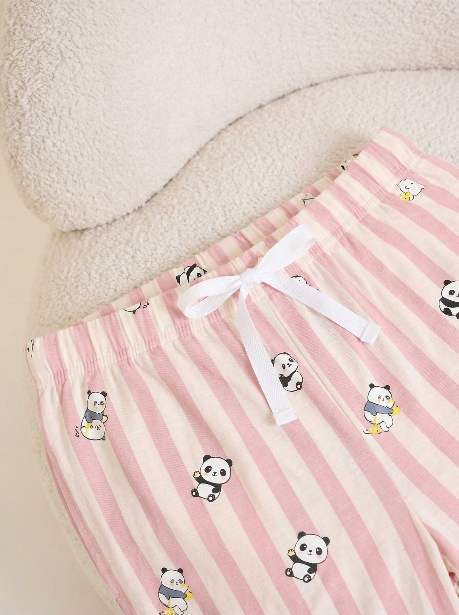 Blush Panda Stripe Nightsuit