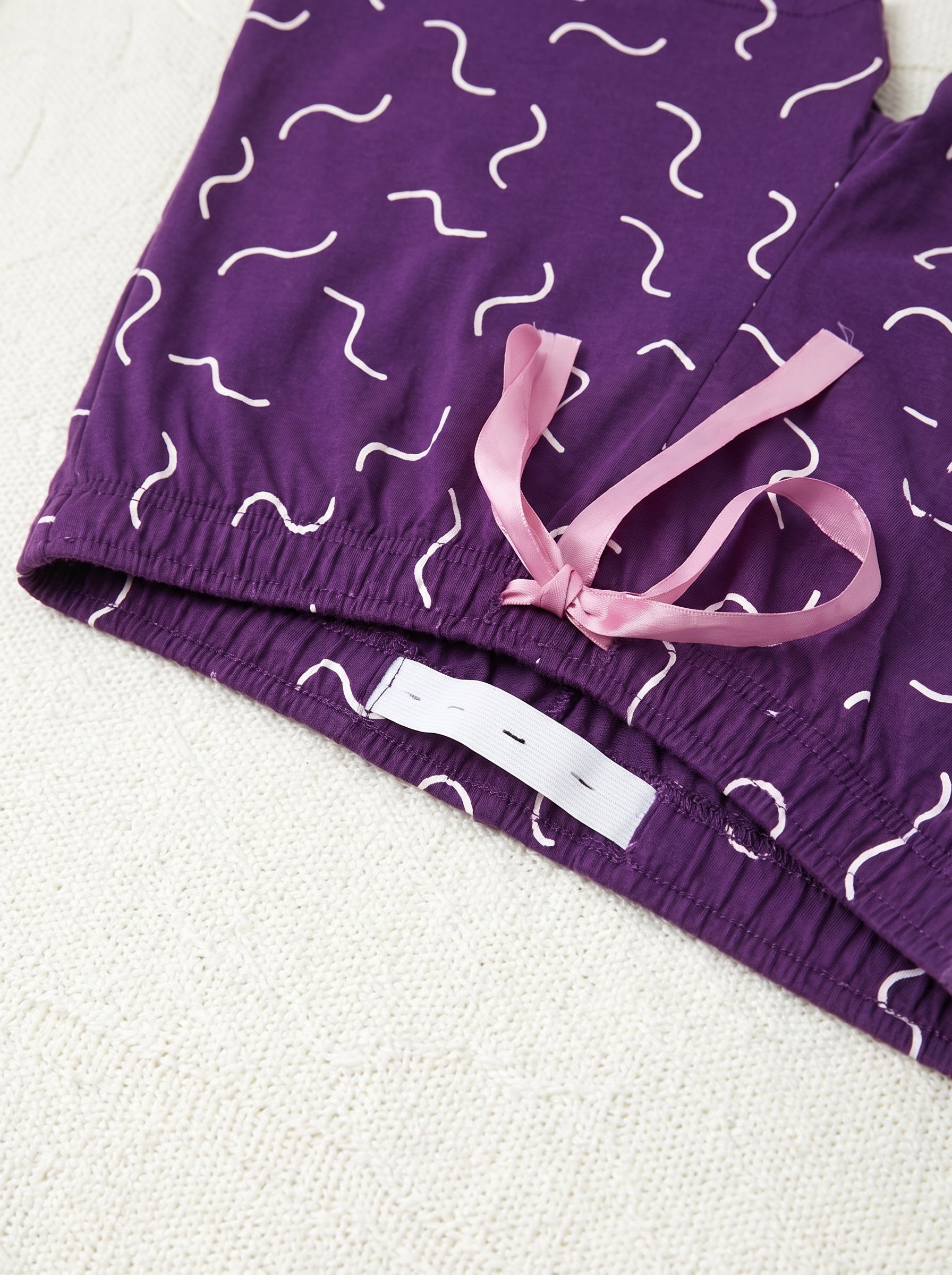 Plum Wave Print Short Nightsuit