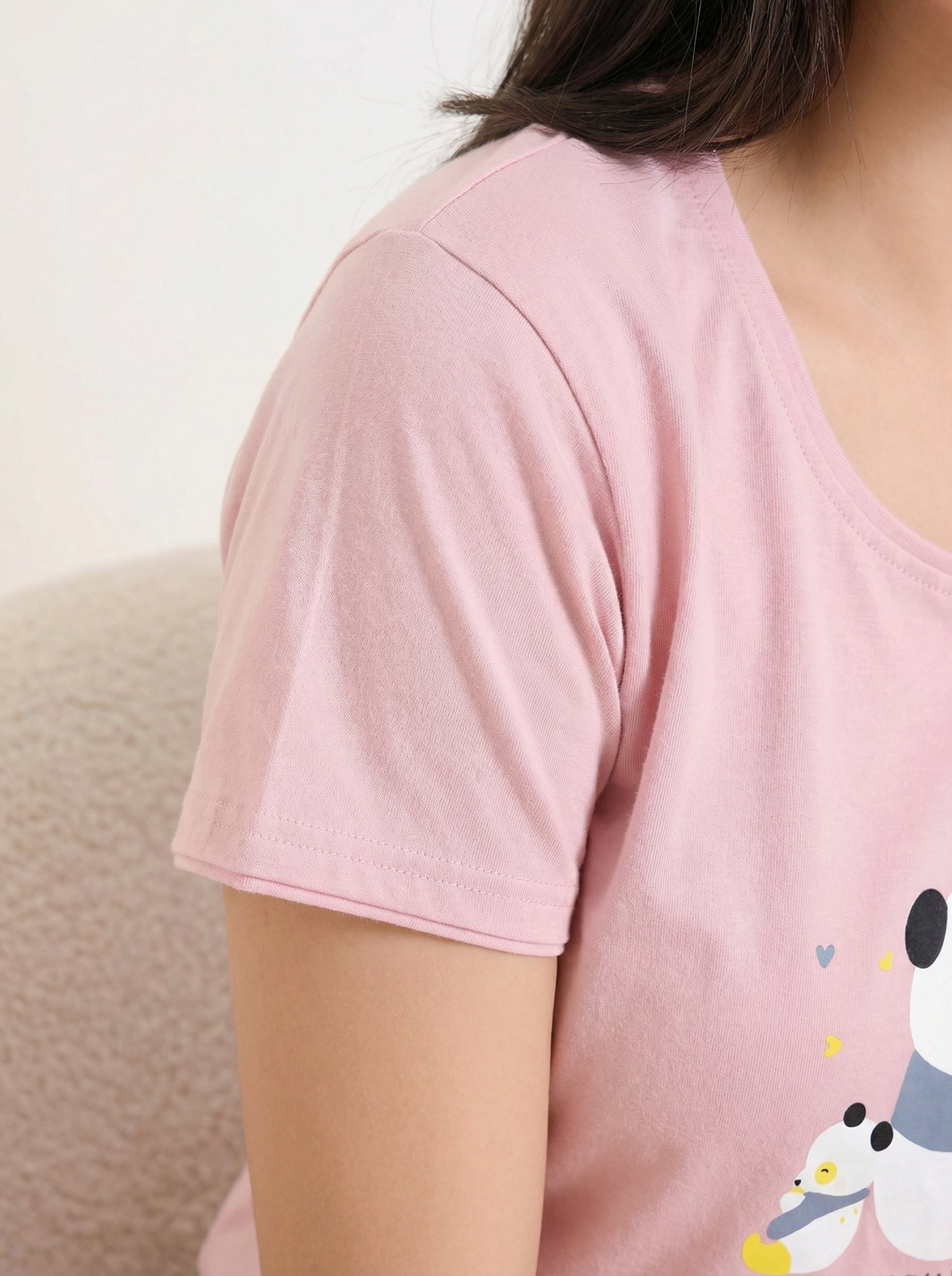 Blush Panda Stripe Nightsuit