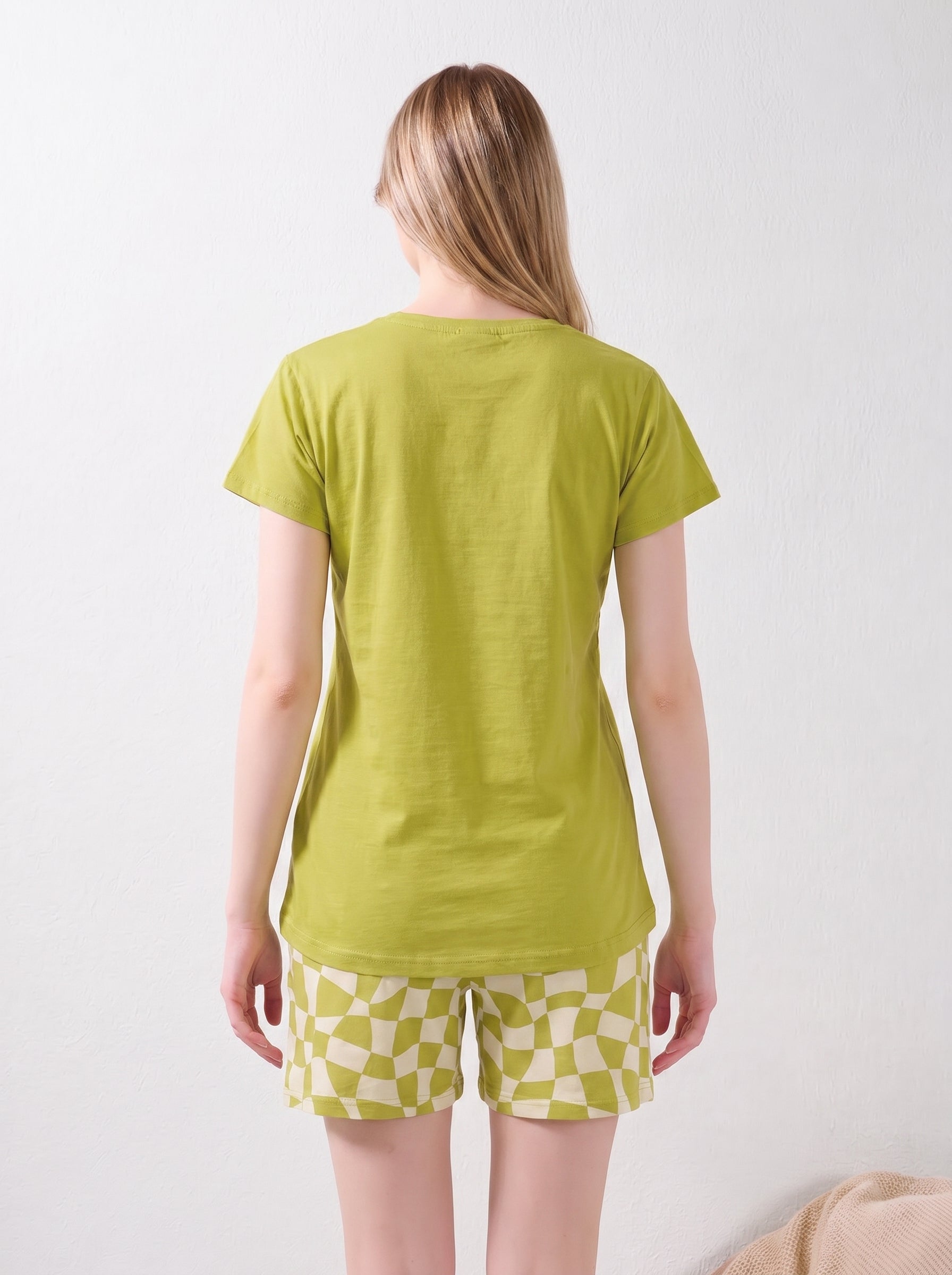 Lime Checker Short Nighsuit