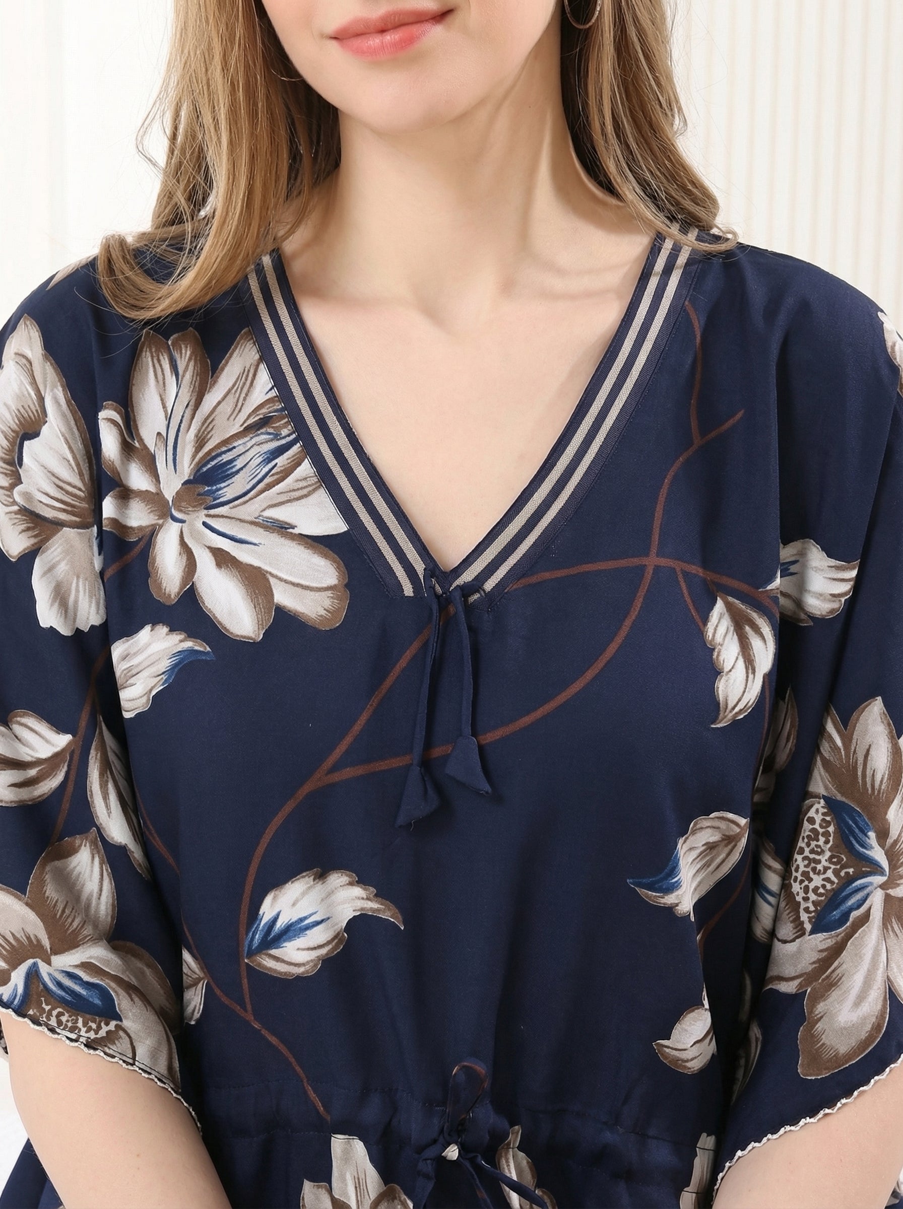 Navy Blossom Kaftan
