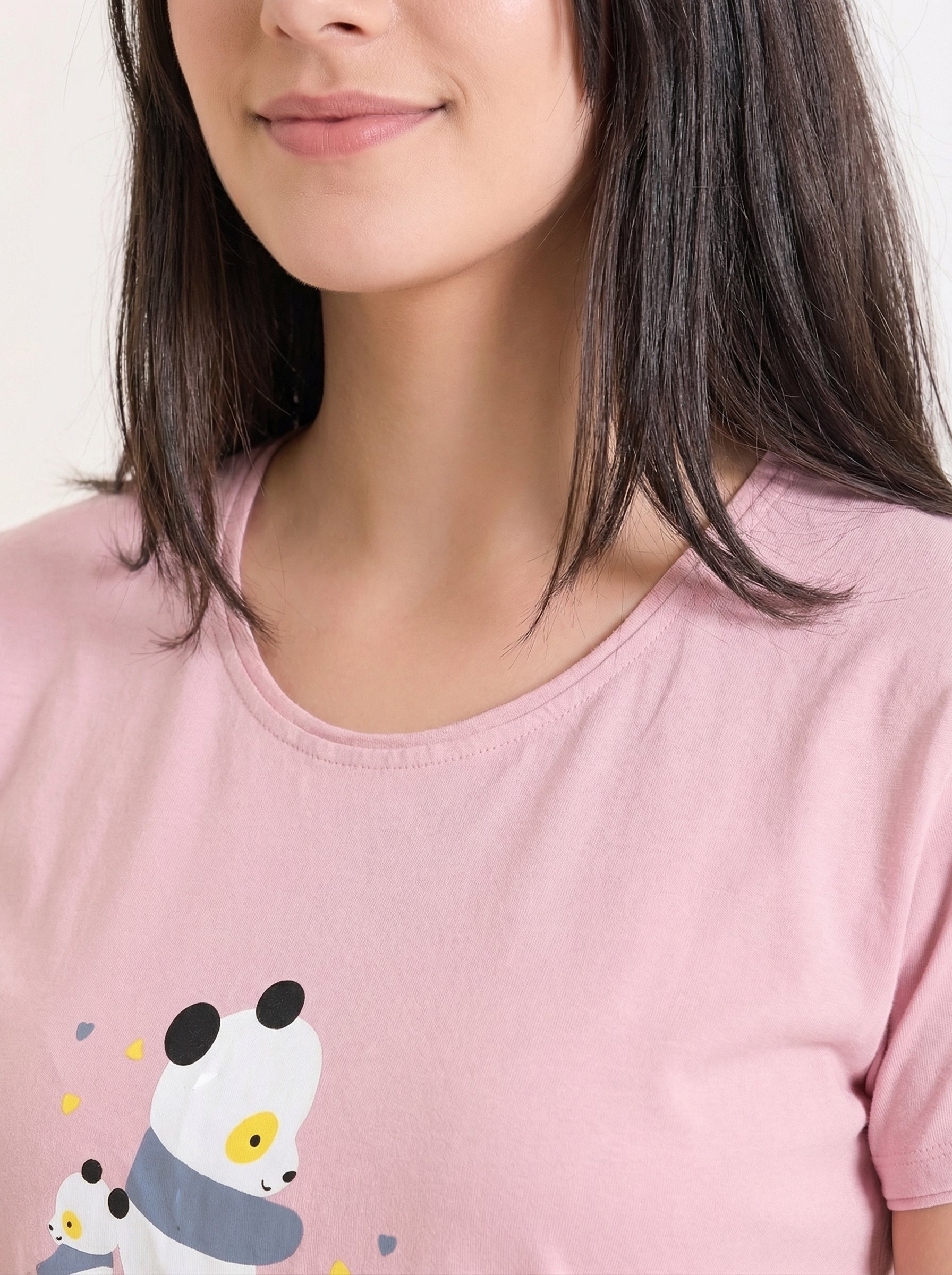 Blush Panda Stripe Nightsuit