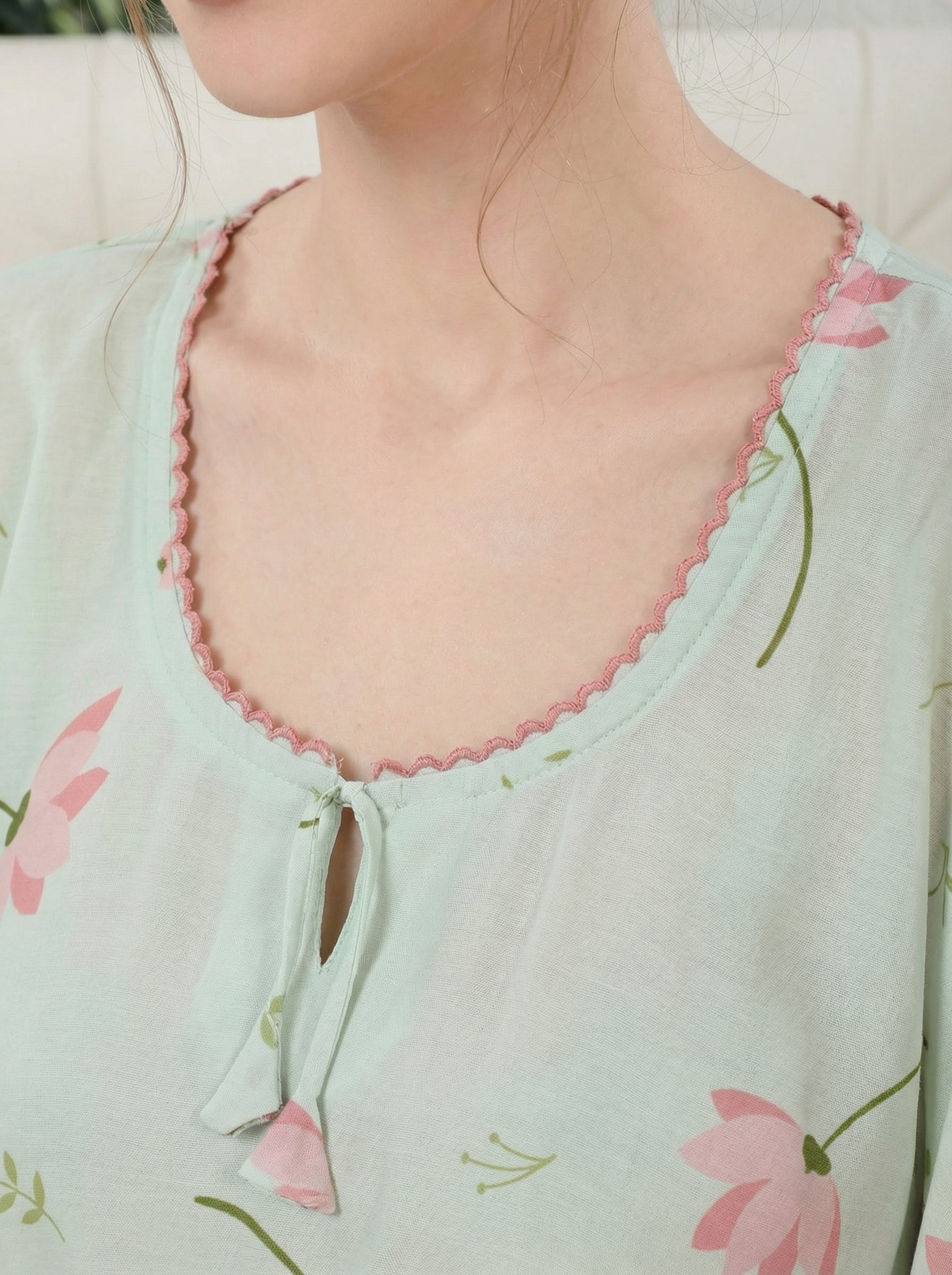 Mint Floral Comfort Kaftan