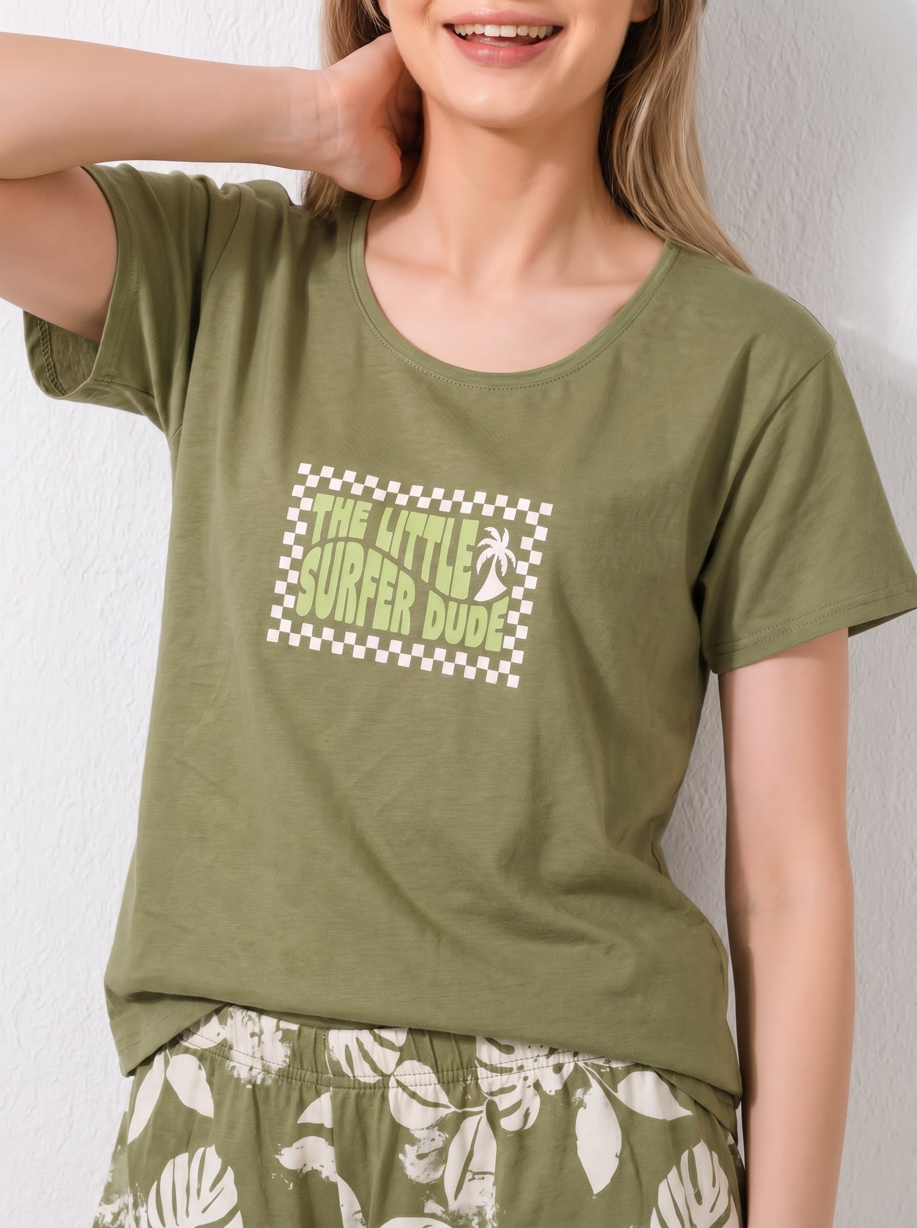 Olive Tropical Short Nighsuit