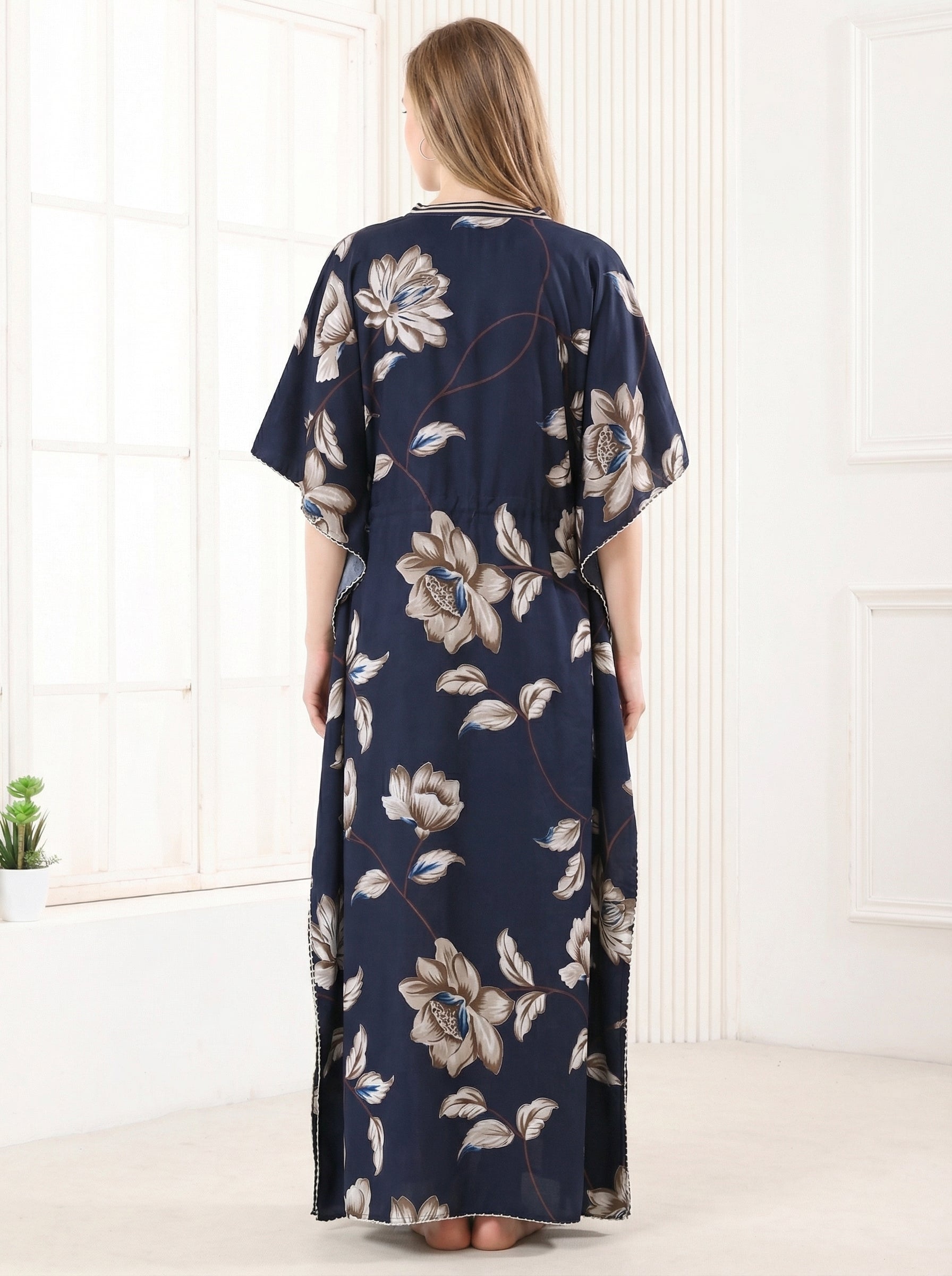 Navy Blossom Kaftan