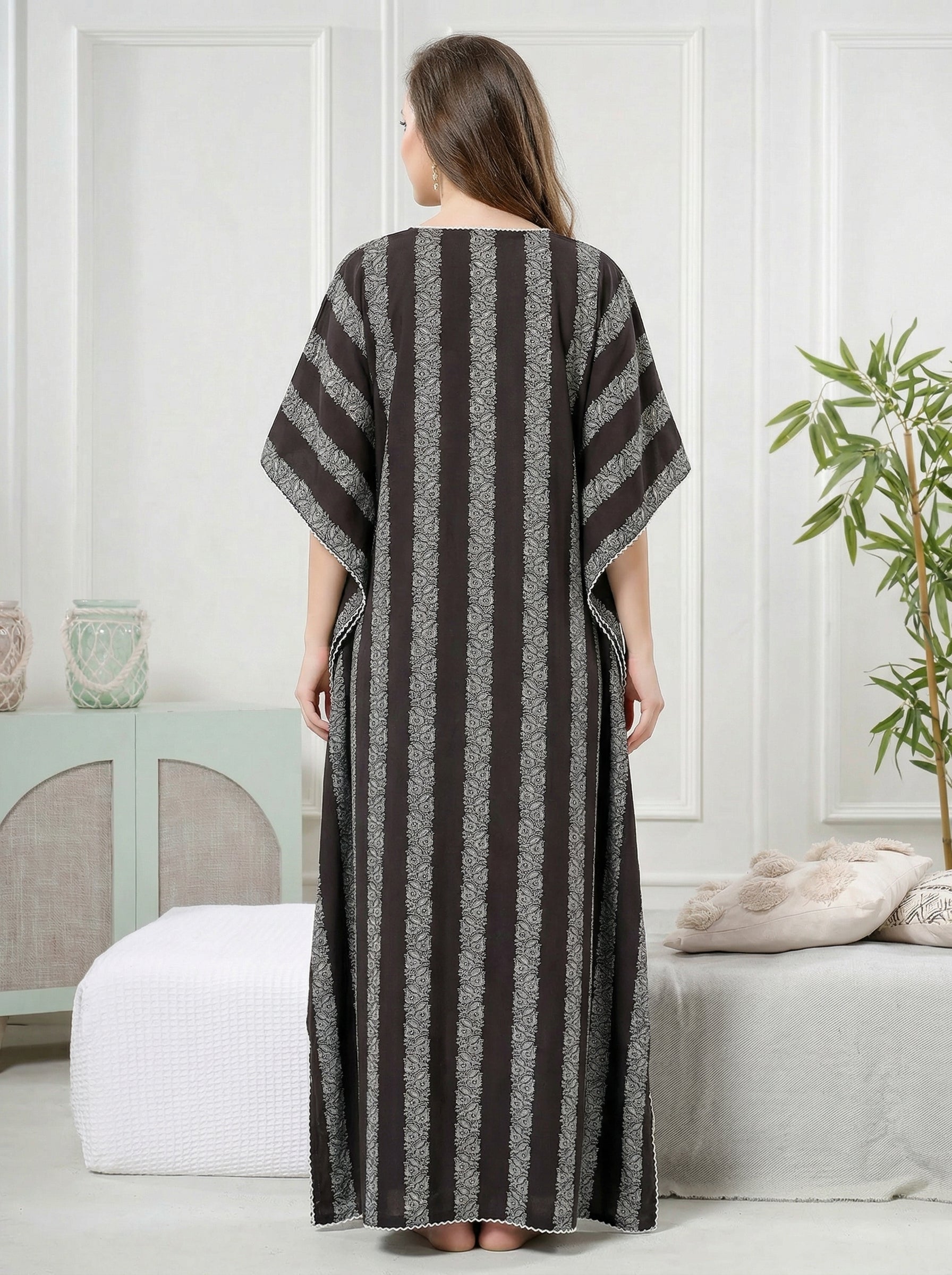 Charcoal Stripe Rayon Kaftan