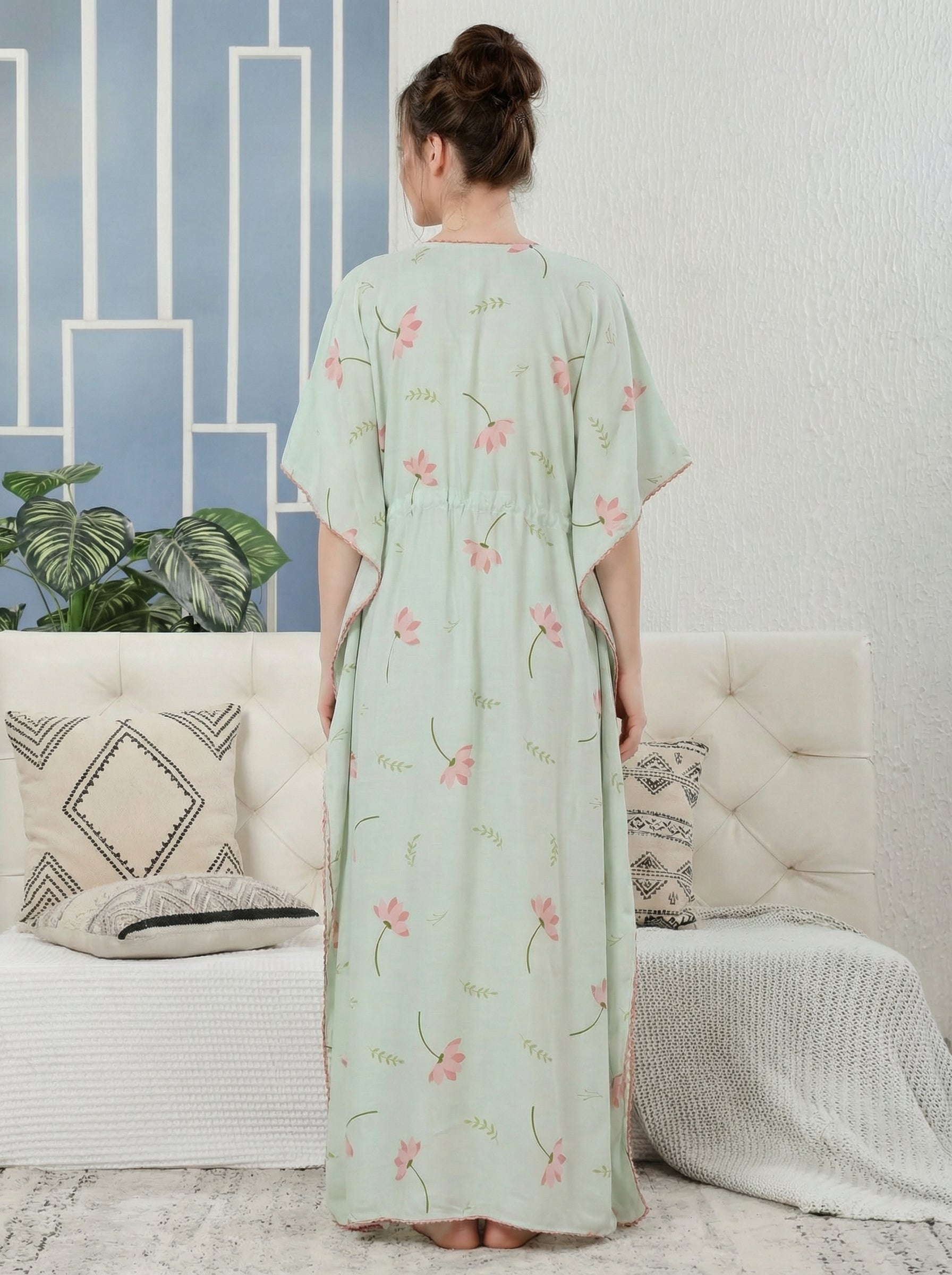 Mint Floral Comfort Kaftan