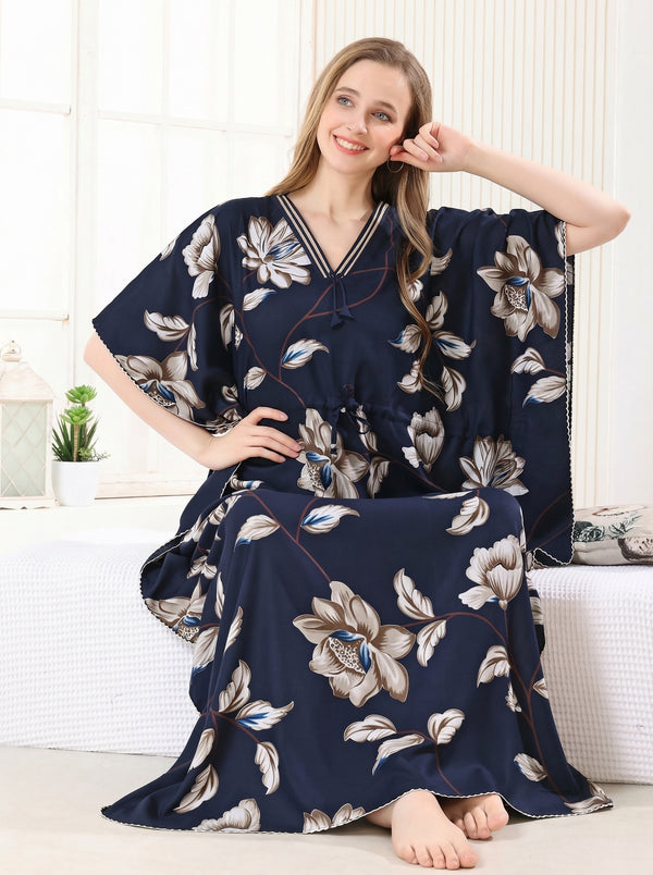 Navy Blossom Kaftan