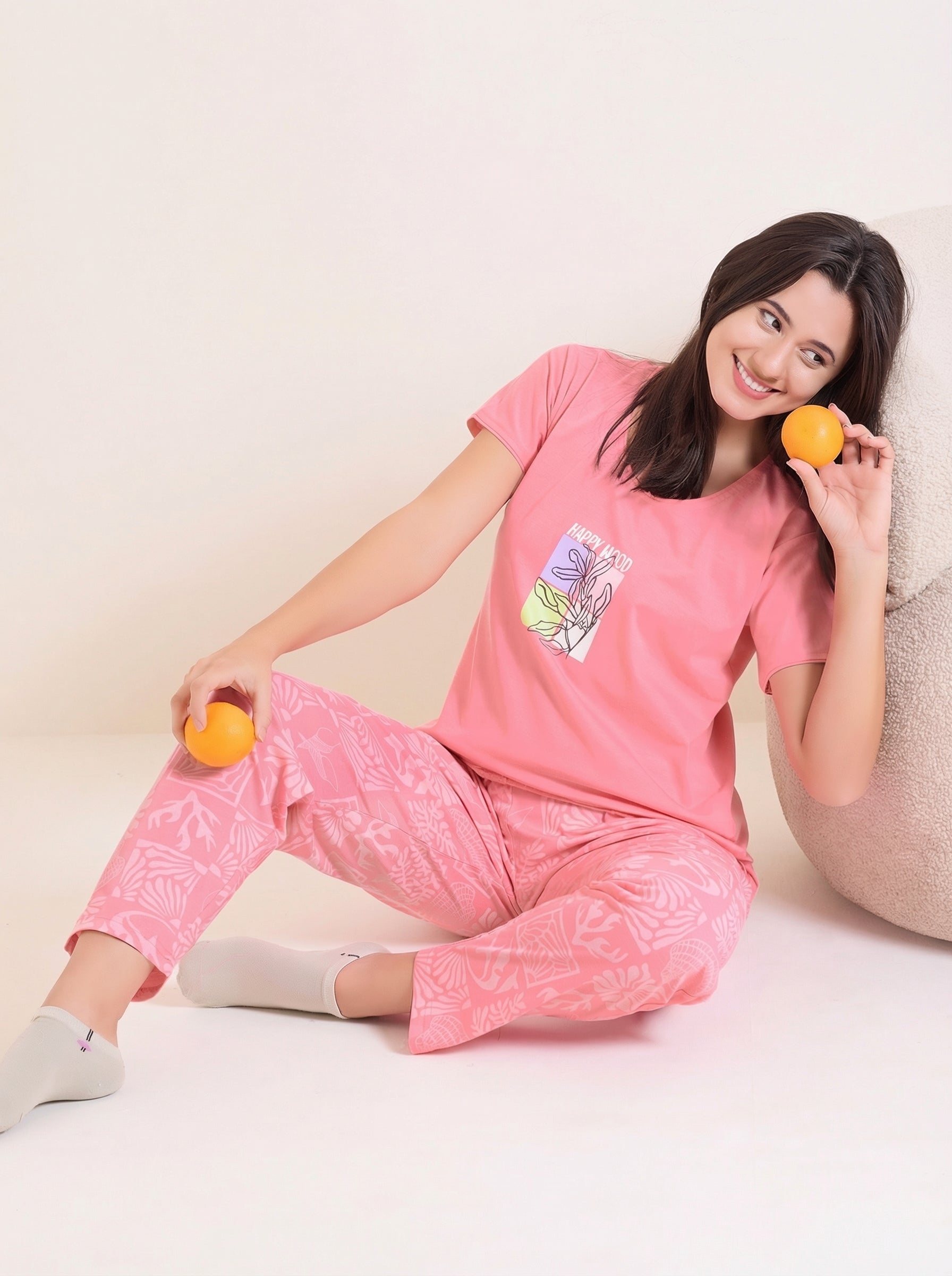 Coral Happy Mood Nightsuit