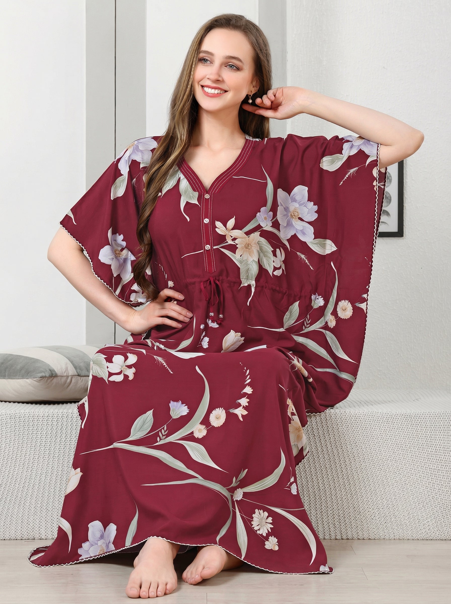 Ivory Bloom Kaftan