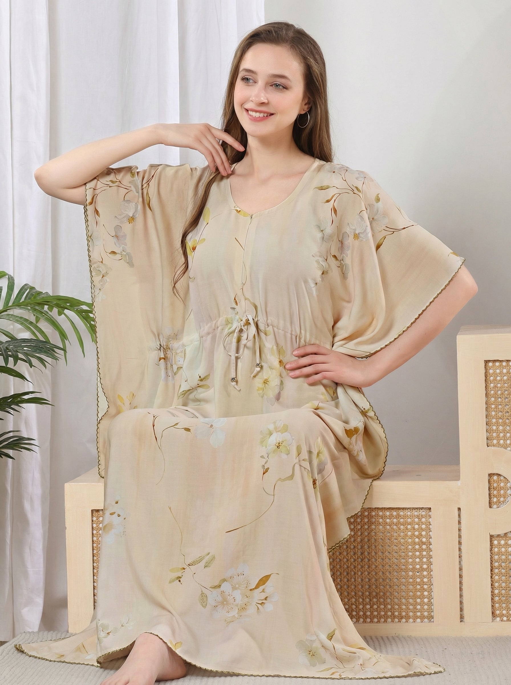 Ivory Petal Rayon Kaftan