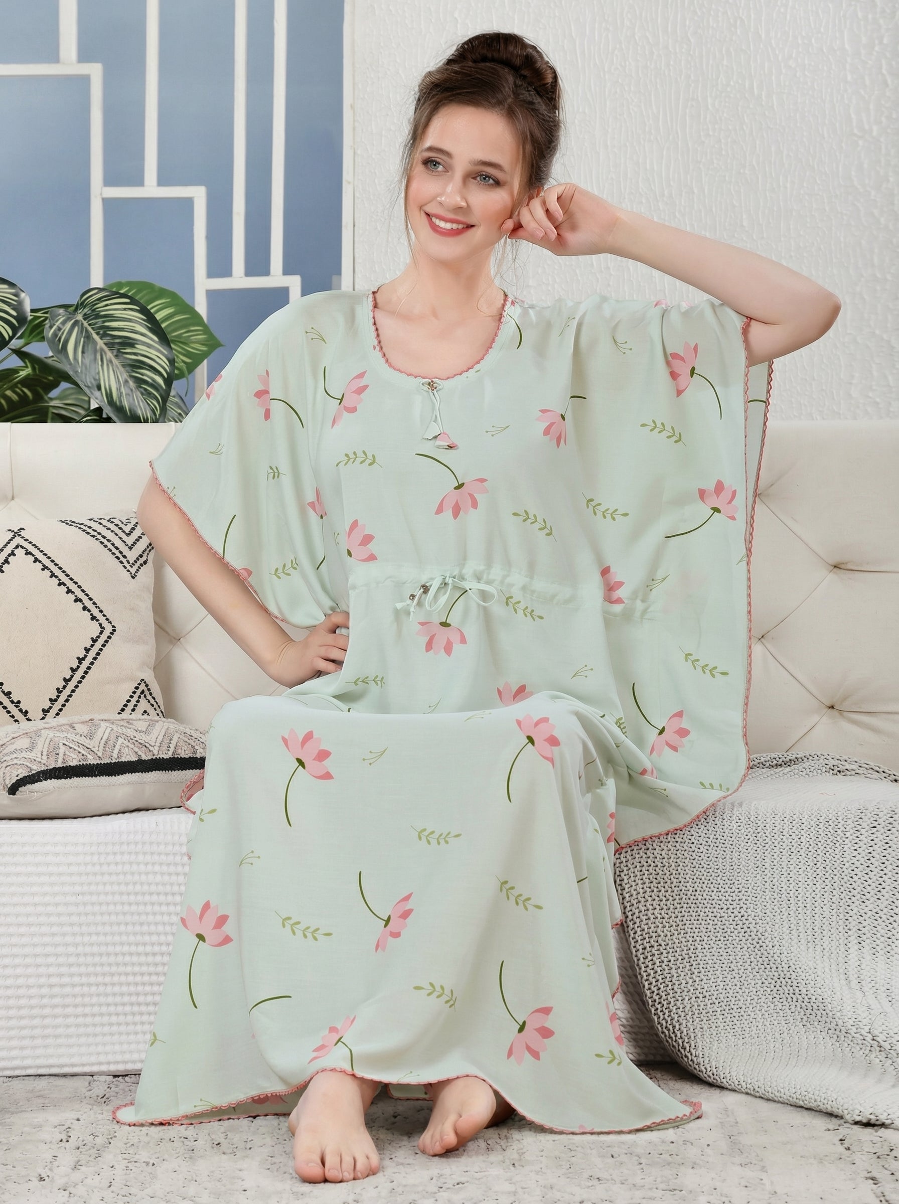 Mint Floral Comfort Kaftan