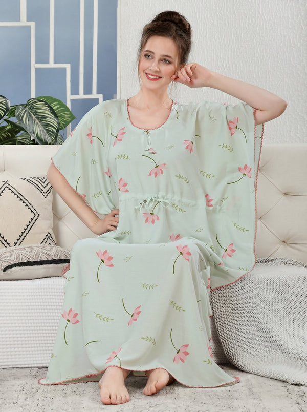 Mint Floral Comfort Kaftan