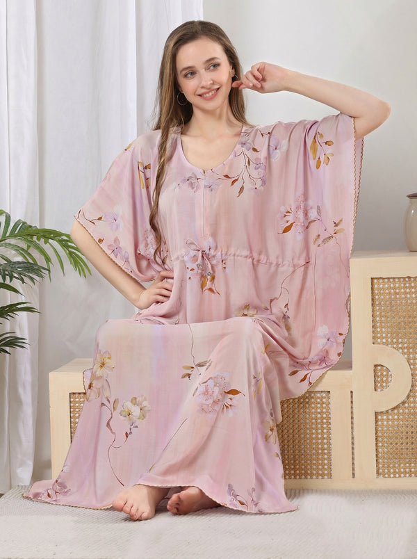 Pastel Bloom Rayon Kaftan