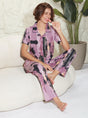Lavender Brushstroke Collared Night Suit